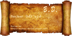 Becker Dávid névjegykártya